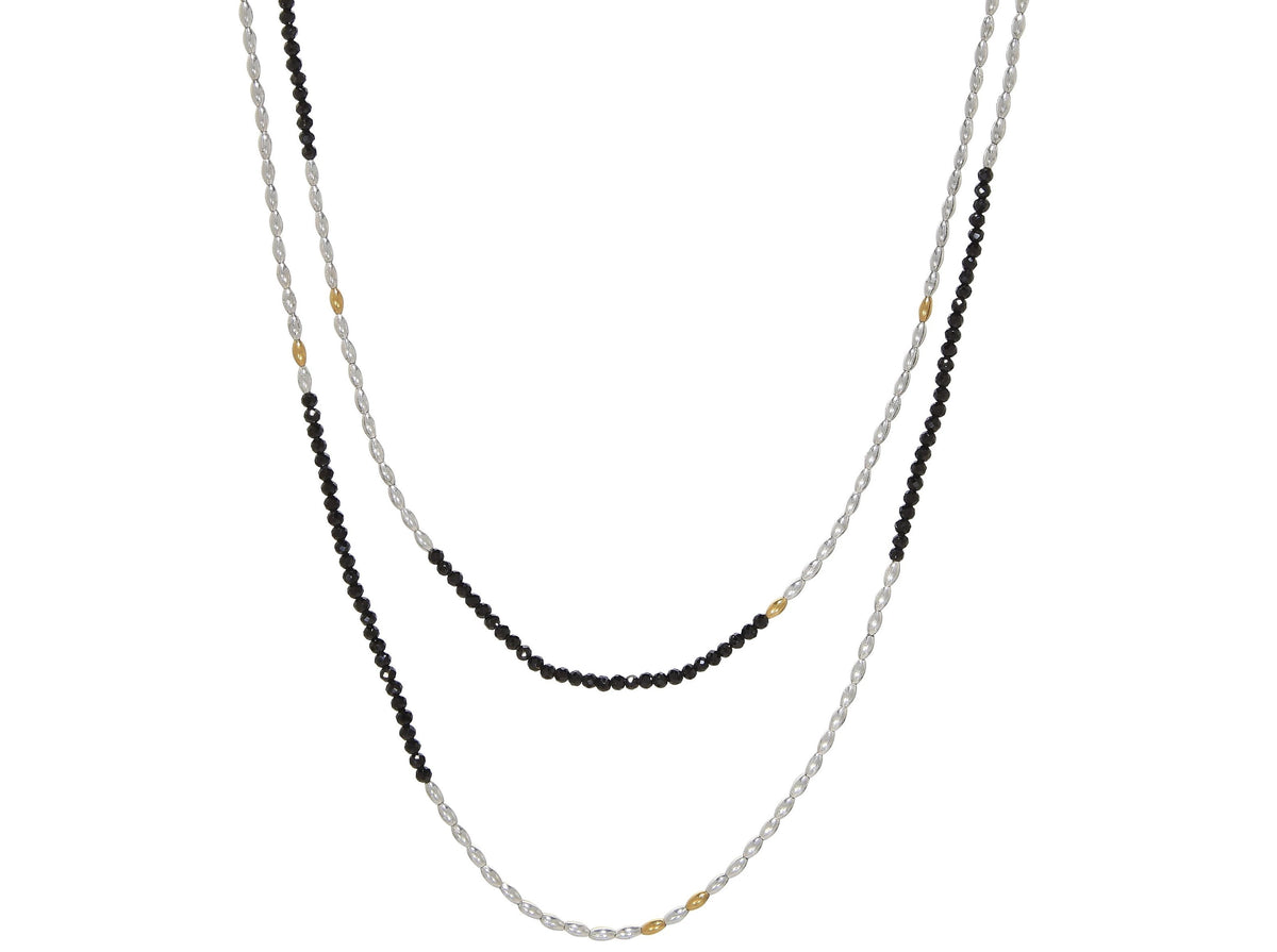 GURHAN, GURHAN Olive Sterling Silver Beaded Necklace, Long Clustered, with Spinel & Gold Accents
