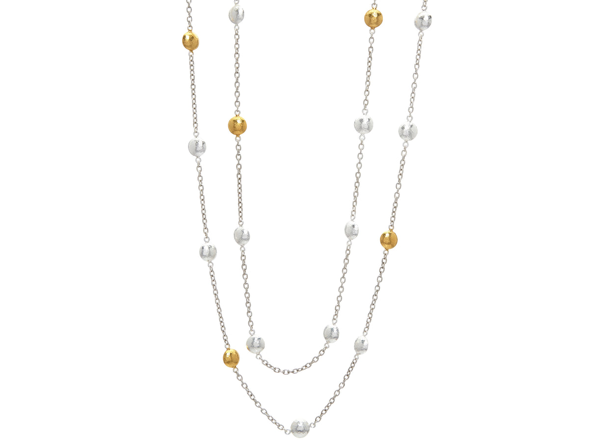 GURHAN, GURHAN Spell Sterling Silver Station Necklace,  with No Stone & Gold Accents