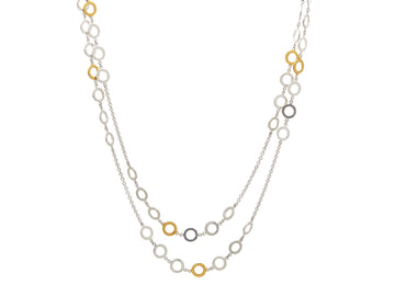 GURHAN, GURHAN Mango Sterling Silver Station Necklace, Long Clustered, with No Stone & Gold Accents