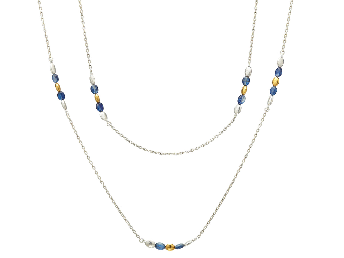 GURHAN, GURHAN Nugget Sterling Silver Station Necklace,  with Kyanite & Gold Accents
