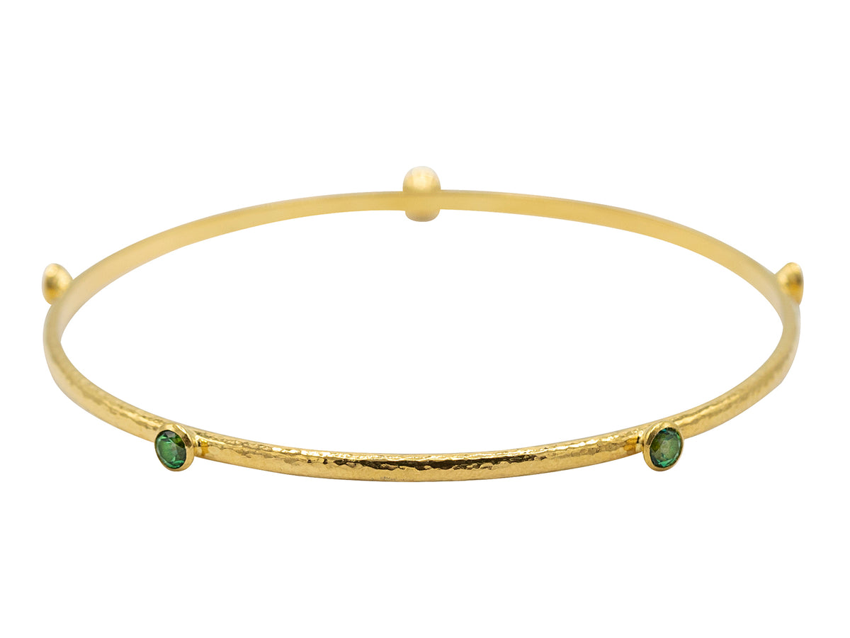 GURHAN, GURHAN Rain Gold Stacking Bangle Bracelet, 5-Stone, with Green Topaz