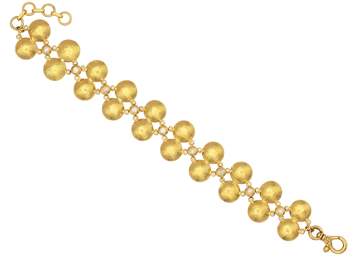 GURHAN, GURHAN Spell Gold All Around Statement Bracelet, 10mm Double Lentil, Diamond