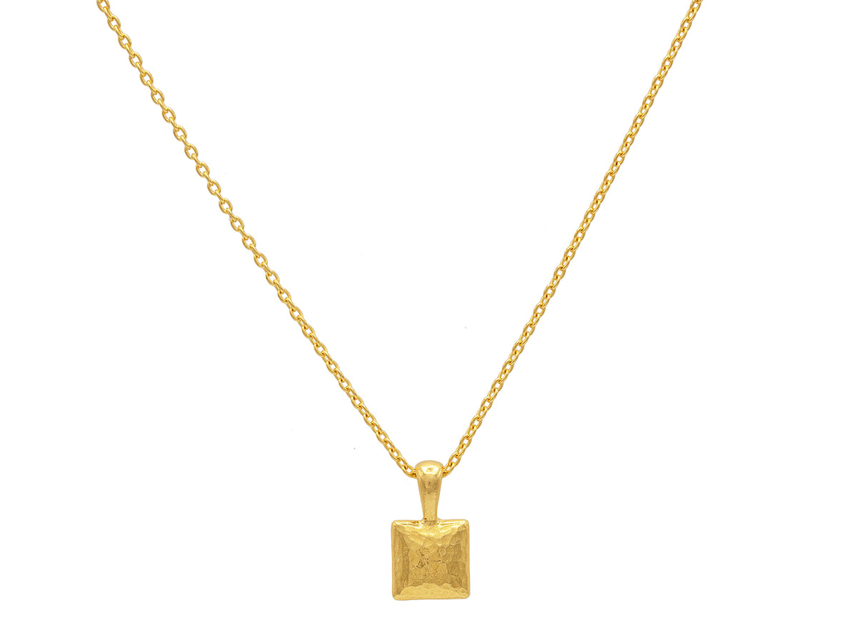 GURHAN, GURHAN Spell Gold Pendant Necklace, 7mm Square, with No Stone