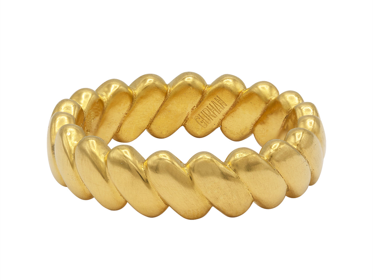GURHAN, GURHAN Spell Gold Plain Band Ring, 5.5mm Wide, Diagonal, with No Stone