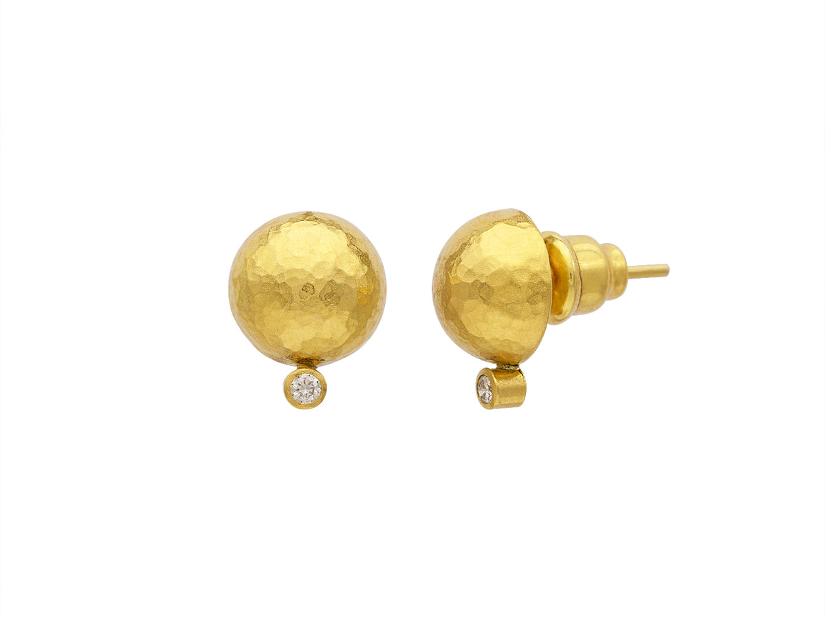 GURHAN, GURHAN Spell Gold Round Stud Earrings, 10mm Half Ball, with Diamond