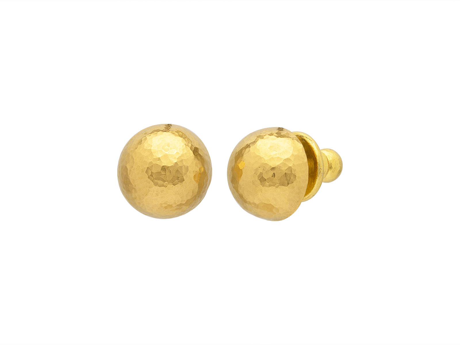 Textured Gold Ball Stud Earrings -18K Gold Layered