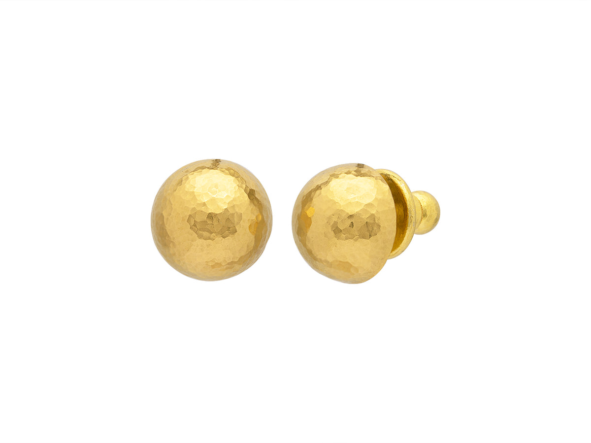 GURHAN, GURHAN Spell Gold Round Stud Earrings, 12mm Half Ball on Post, No Stone