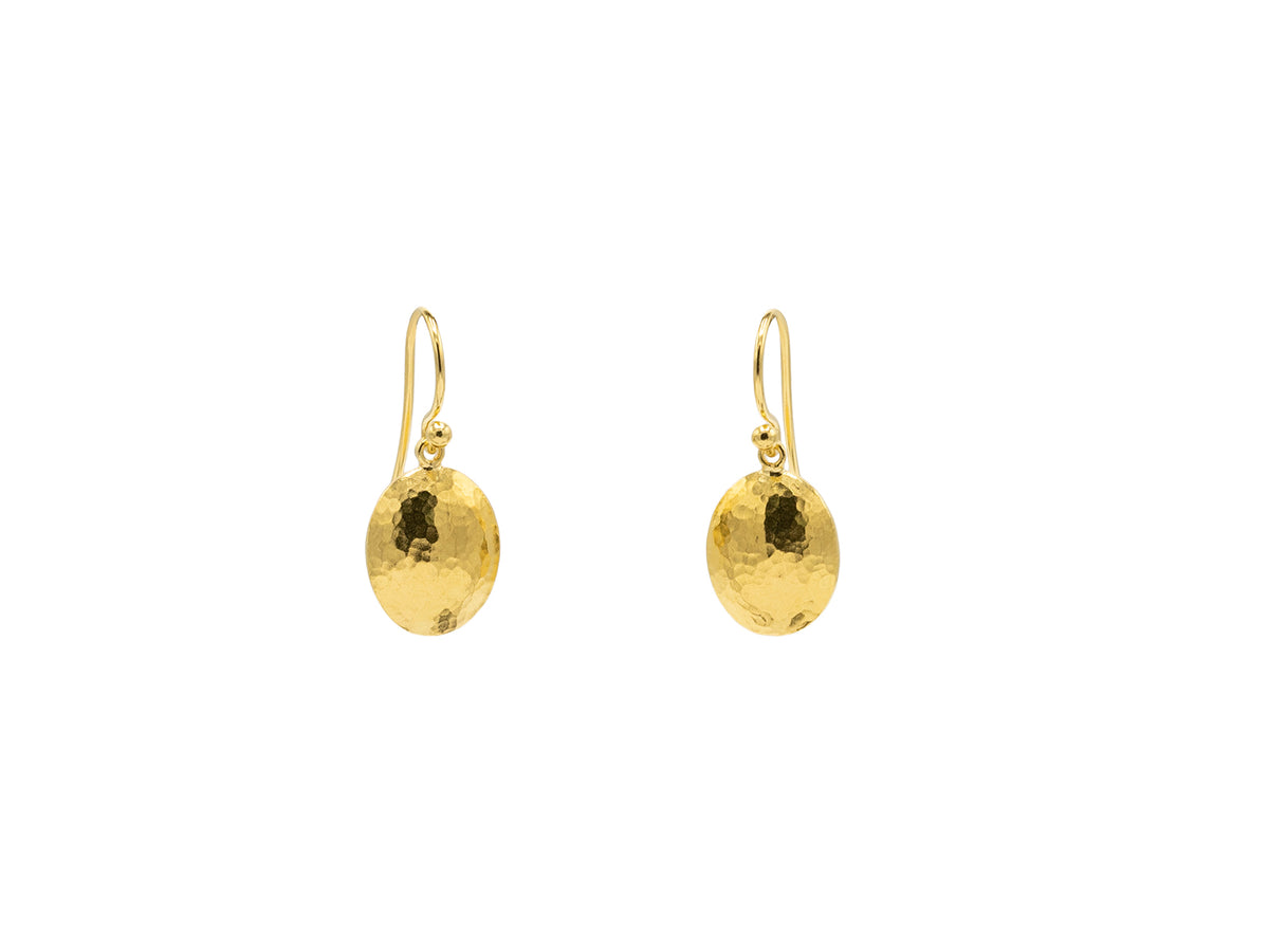 GURHAN, GURHAN Spell Gold Single Drop Earrings, 14x11mm Oval Dome on Wire Hook, No Stone