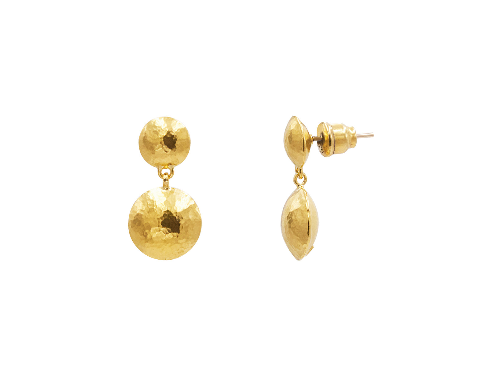 GURHAN Spell Gold Single Drop Earrings, Double Lentil, with No Stone