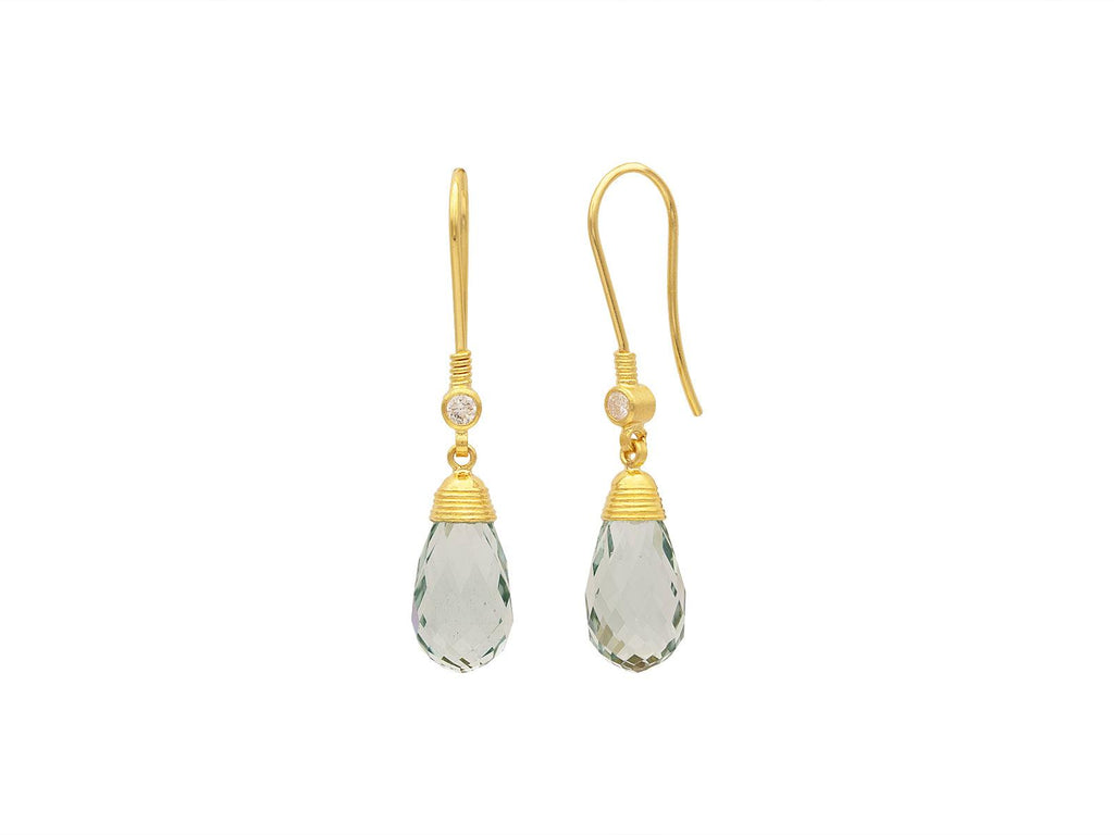 GURHAN, GURHAN Spell Gold Beryl Single Drop Earrings, 15x8mm Facetted Teardrop on Wire Hook