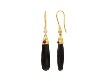GURHAN, GURHAN Spell Gold Spinel Single Drop Earrings, 30x8mm Flat Drop on Wire Hook
