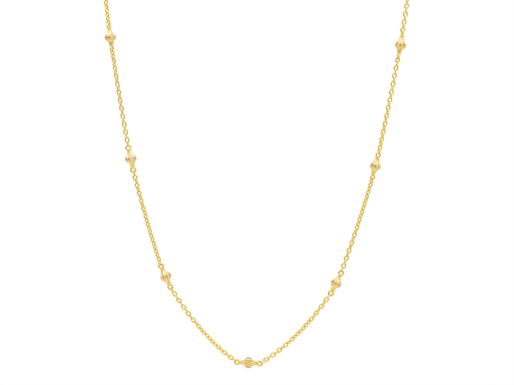 GURHAN, GURHAN Spell Gold Station Short Necklace, Thin Chain, with Diamond