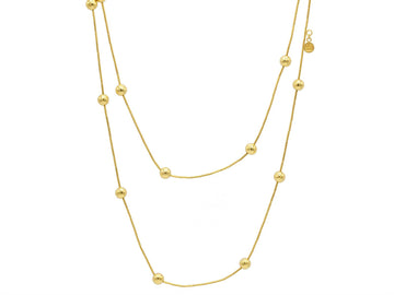 GURHAN, GURHAN Spell Gold Station Long Necklace, 8mm Balls and Thin Tubes, with No Stone