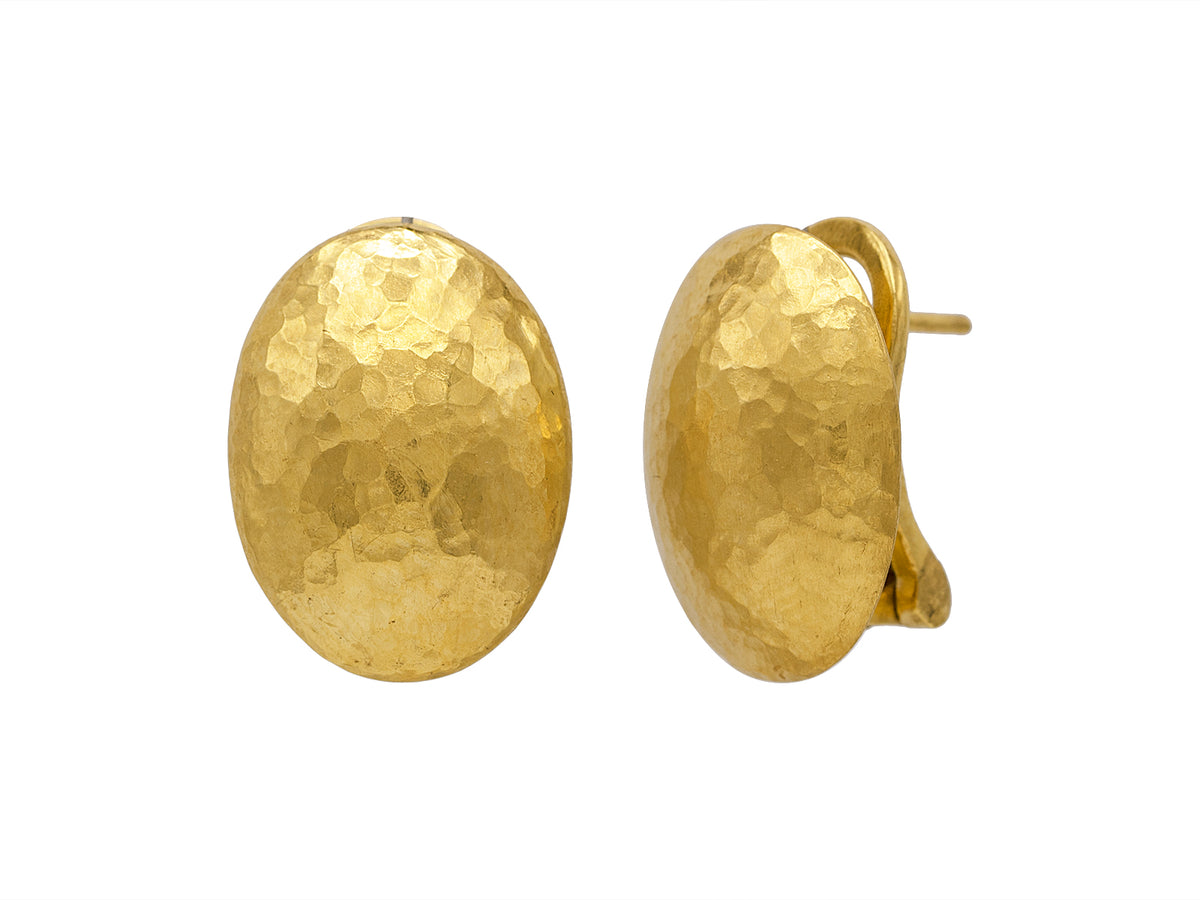 GURHAN, GURHAN Spell Gold Clip Post Stud Earrings, 18mm Oval, with No Stone