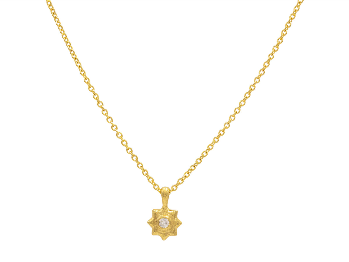GURHAN, GURHAN Spell Gold Pendant Necklace, Starburst Shape, with Diamond