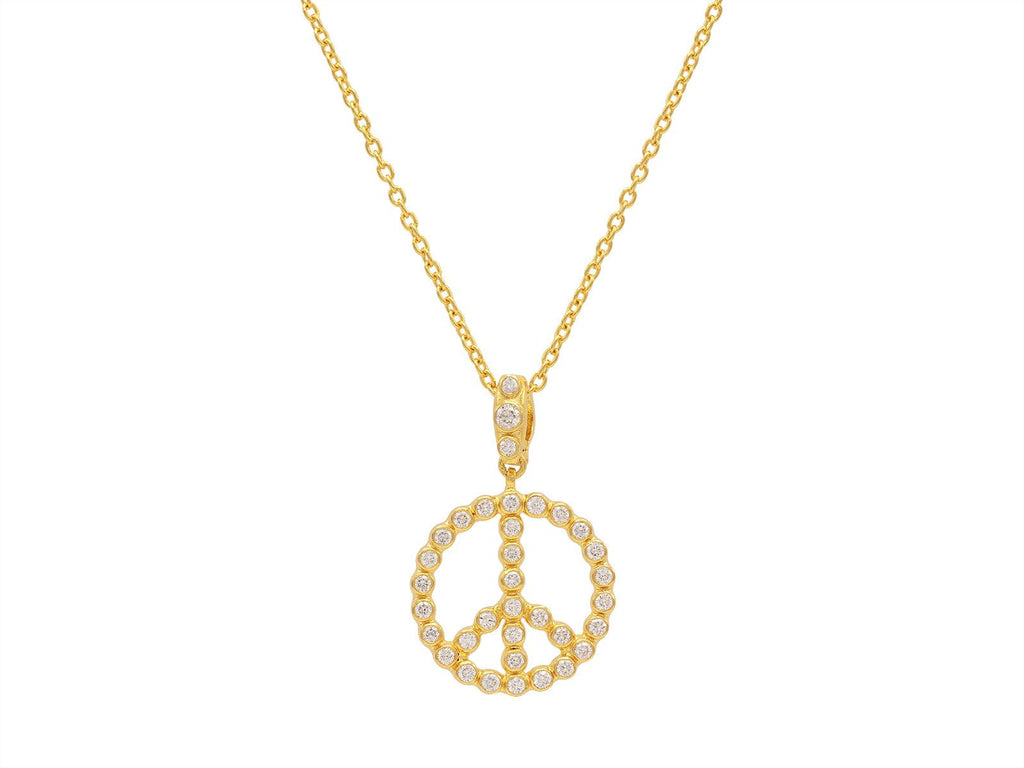 GURHAN, GURHAN Spell Gold Pendant Necklace, Peace Sign, Diamond