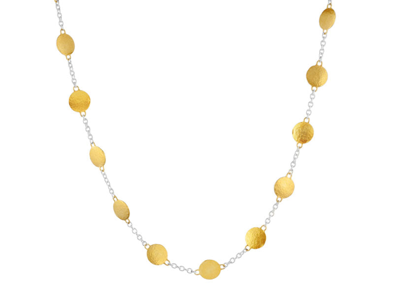 OFP, GURHAN Lush Sterling Silver Station Necklace, No Stone, Gold Accents