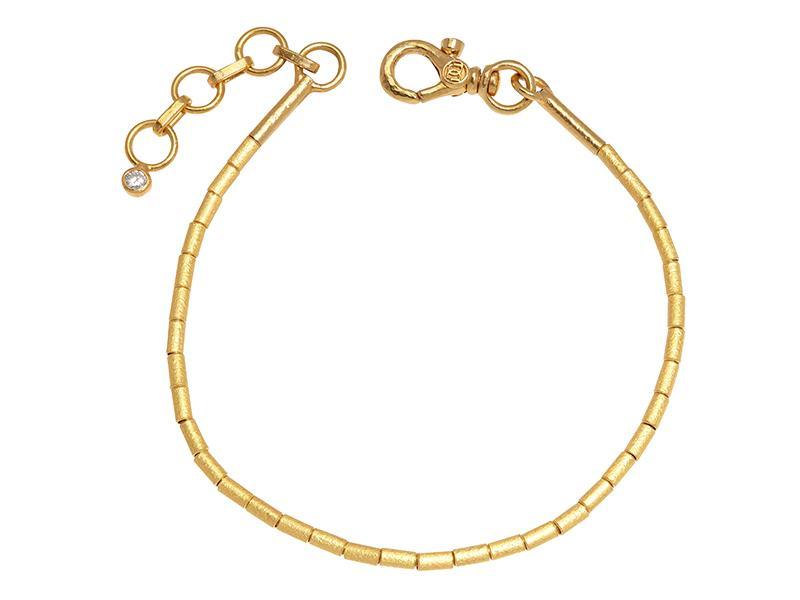 GURHAN, GURHAN Vertigo Gold Beaded Single-Strand Bracelet, 2mm Wide Tubes, with No Stone