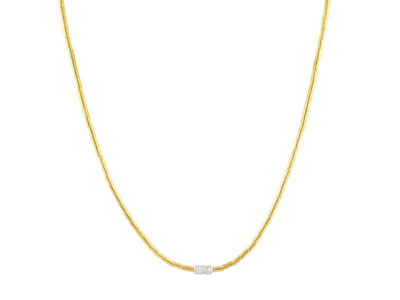 GURHAN, GURHAN Vertigo Gold Single Strand Short Necklace, Small Single Pave Station, with Diamond