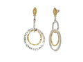 GURHAN, GURHAN Twist Sterling Silver Long Drop Earrings, Intersecting Links on Post Top, No Stone, Gold Accents