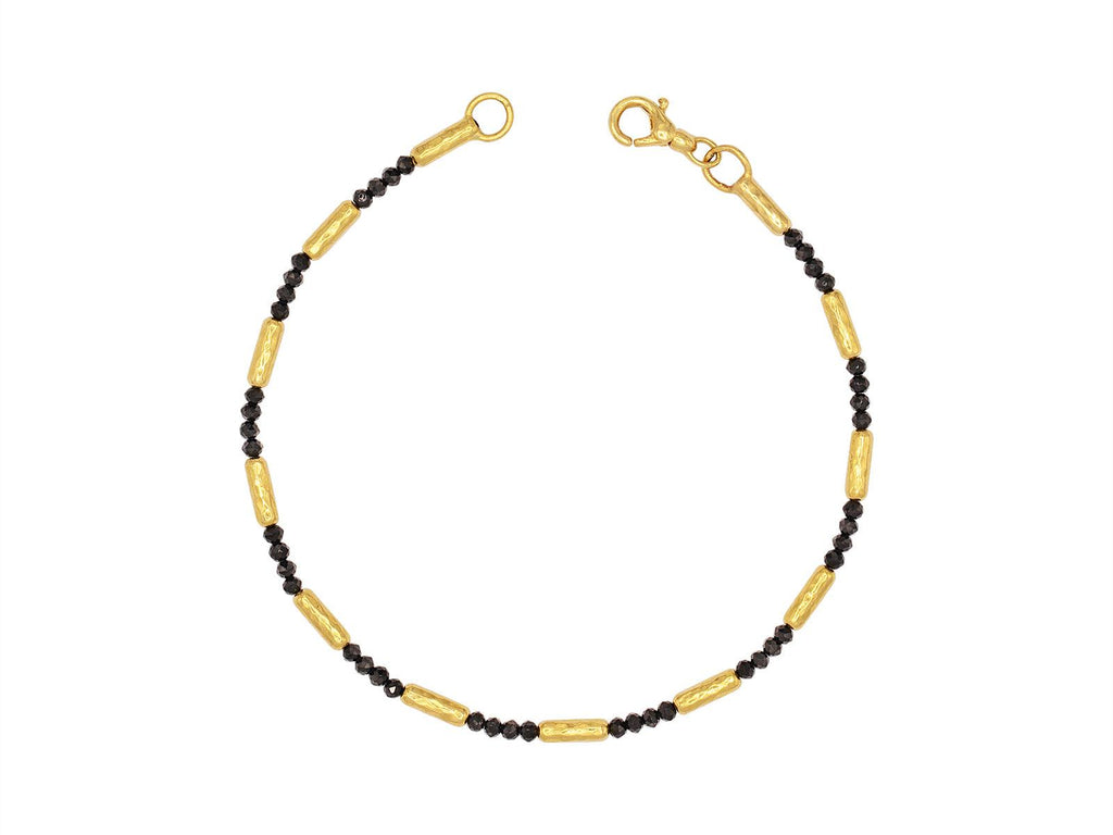 GURHAN, GURHAN Vertigo Gold Beaded Single-Strand Bracelet, Gold Tube Beads, with Spinel