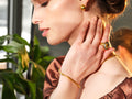 GURHAN, GURHAN Vertigo Gold Beaded Single-Strand Bracelet, 4mm Hammered Beads, Diamond Accents