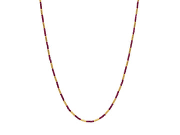 GURHAN, GURHAN Vertigo Gold Ruby Single-Strand Beaded Short Necklace, Thin Gold Tubes