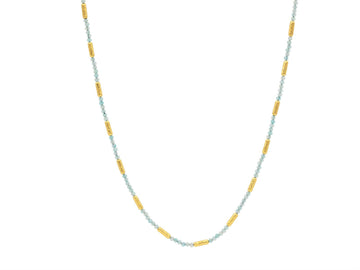 GURHAN, GURHAN Vertigo Gold Single Strand Short Necklace, Hammered Gold Tubes, Amazonite