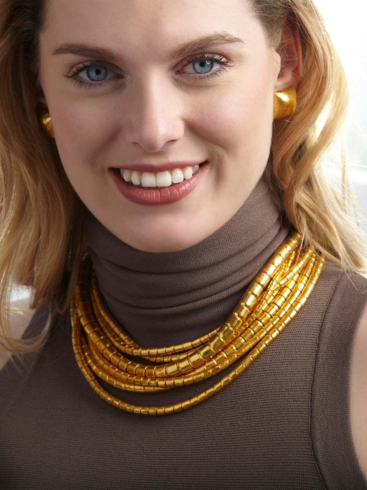 GURHAN, GURHAN Vertigo Gold Single Strand Short Necklace, 4mm Hammered Beads, with No Stone