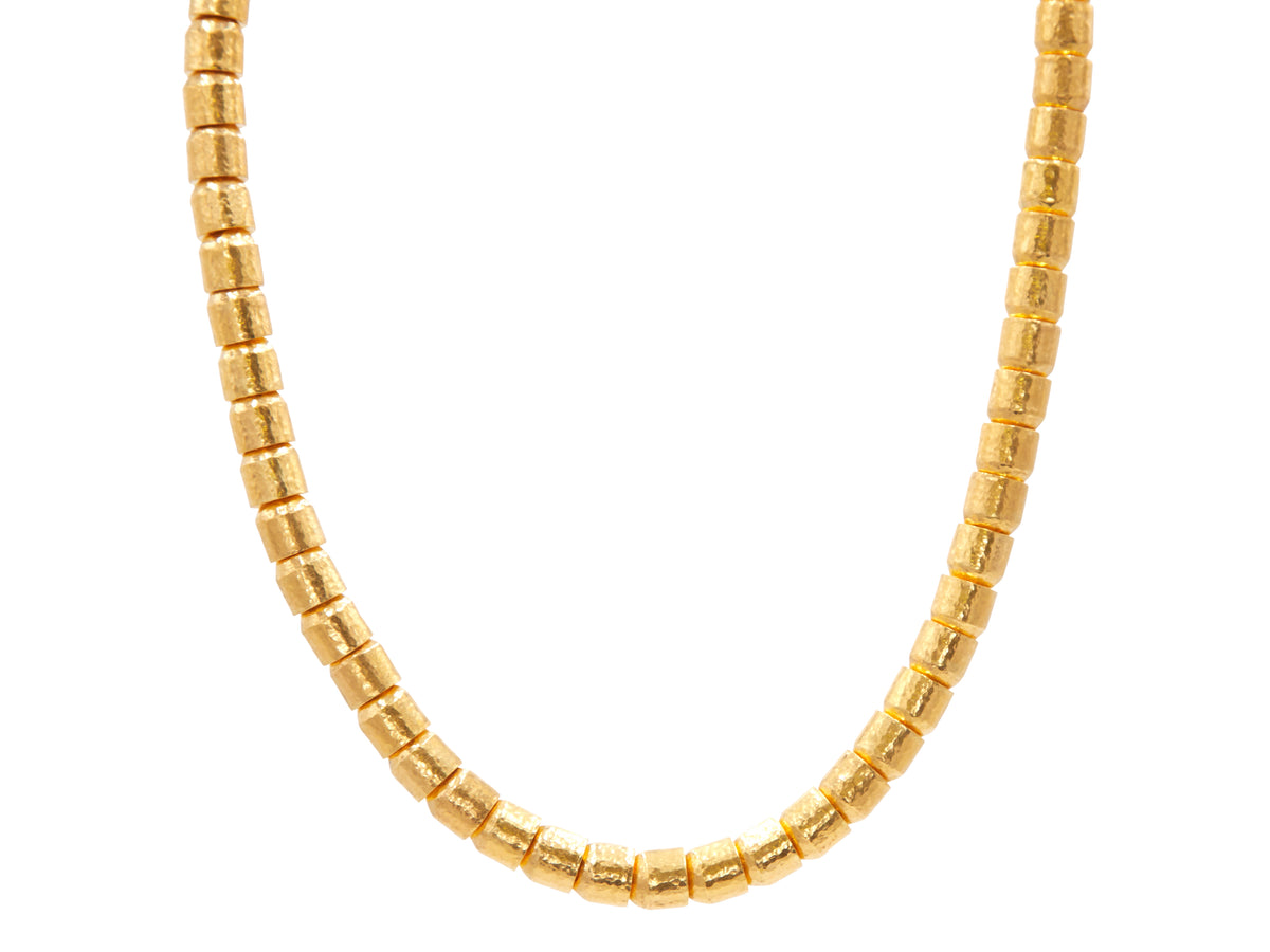 GURHAN, GURHAN Vertigo Gold Single Strand Short Necklace, 9mm Hammered Beads, with No Stone