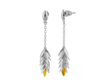 GURHAN, GURHAN Willow Sterling Silver Tassel Drop Earrings, Large Cluster on Chain with Post Top, Gold Accents