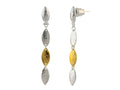 GURHAN, GURHAN Willow Sterling Silver Long Drop Earrings, 12mm Triple Flakes, Post Top, No Stone, Gold Accents