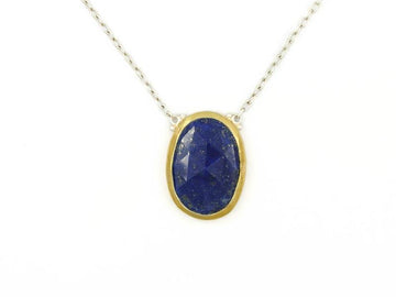 GURHAN Galapagos Sterling Silver Necklace, Pendant with Lapis- and 'kissed' with 24k Gold.-Necklace-GURHAN-24k-gold-pure-gold-luxury-gold-24-karat-gold