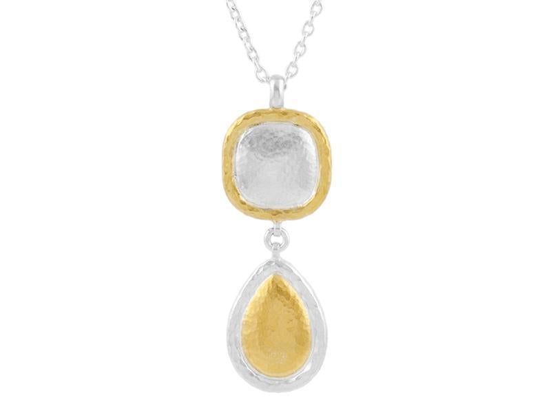 GURHAN Amulet Sterling Silver Necklace, Pendant with No Stone- and 'kissed' with 24k Gold.-Necklace-GURHAN-24k-gold-pure-gold-luxury-gold-24-karat-gold
