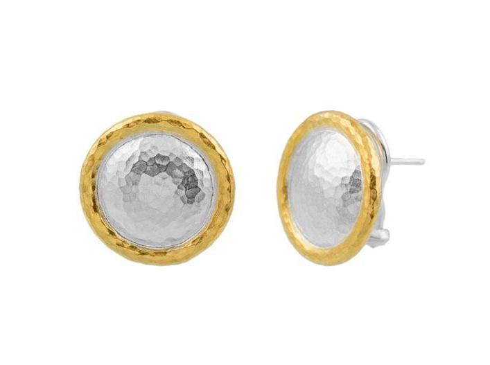 GURHAN, GURHAN Amulet Sterling Silver Clip Post Stud Earrings, Round, Gold Accents