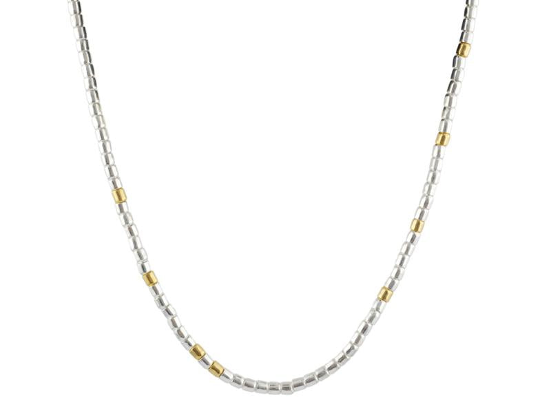 GURHAN, GURHAN Vertigo Sterling Silver Single Strand Necklace, Narrow, with No Stone & Gold Accents